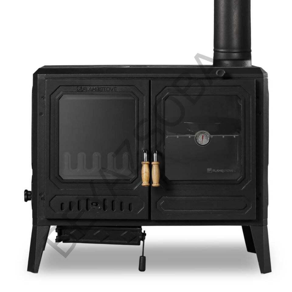 FS-061 Flame Stove Troy Yatay Kuzineli Döküm Soba, Çift Fırınlı Yüksek Verimli Odun Kömür Sobası