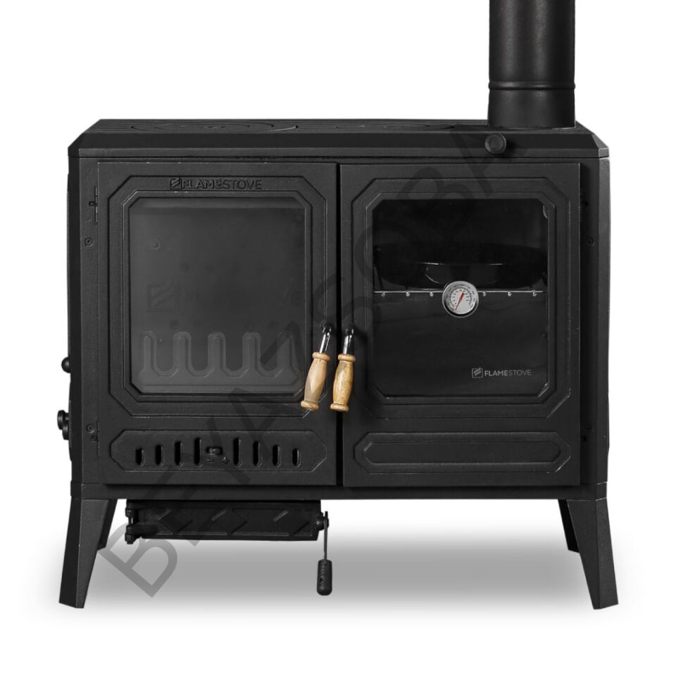 FS-062 Flame Stove Troy Yatay Kuzineli Çift Fırınlı Döküm Soba | Yüksek Verimli Odun Kömür Sobası.