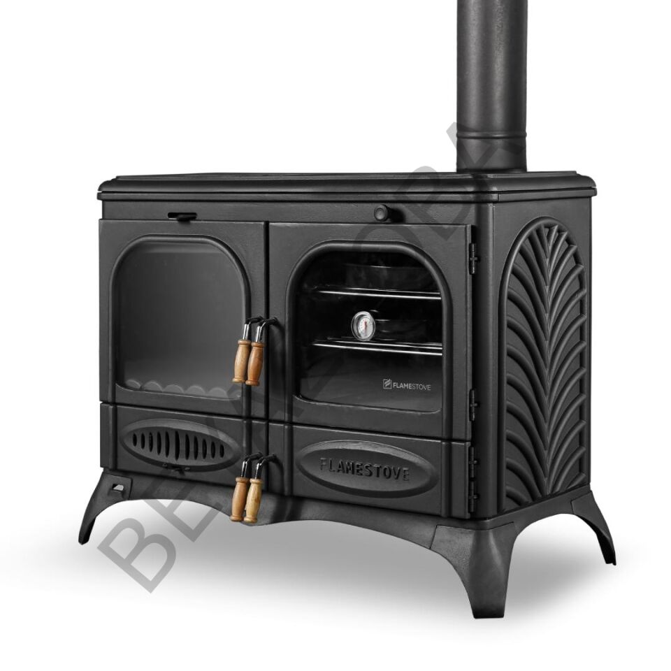 FS-065 Flame Stove Palmiye Yatay 3 Katlı Döküm Kuzineli Soba: Çift Yanmalı