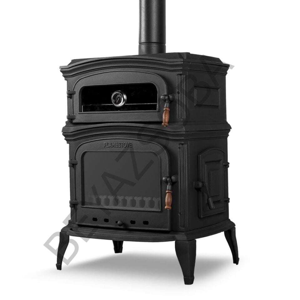 FS-033YK Flame Stove Altara Premium Fırınlı Yan Kapaklı Döküm Soba: Çift Yanmalı, A Enerji Sınıfı