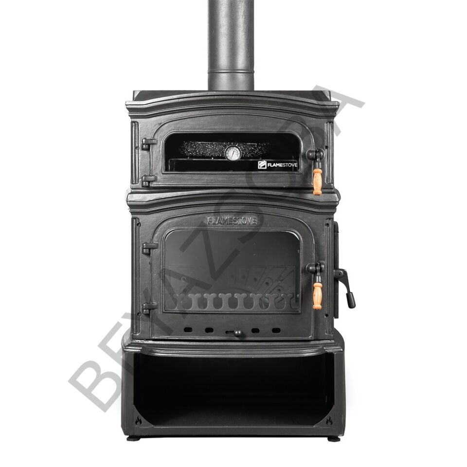 FS-034YKST Flame Stove Fırınlı Döküm Soba, Çift Yanmalı, Odunluklu, 18 kW, A Sınıfı