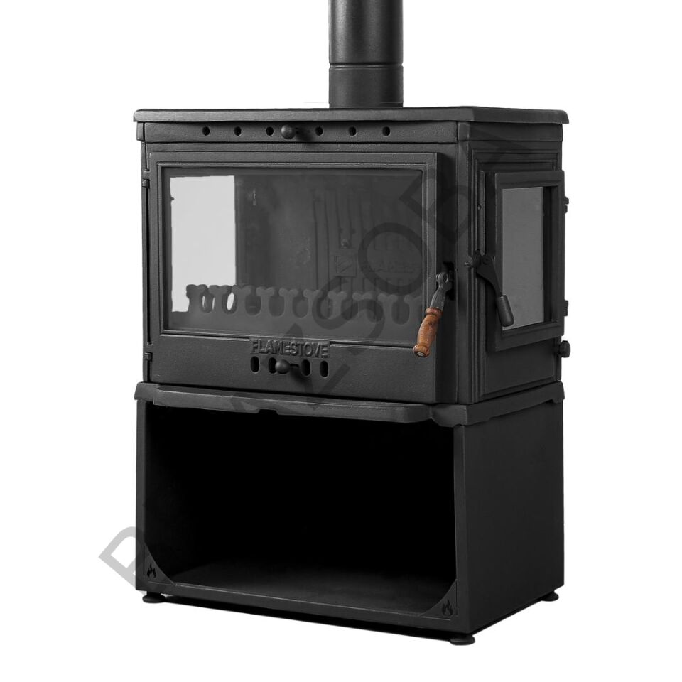 FS-042YKST Flame Stove Retro Lux YK Stil Döküm Soba, Yan Kapaklı, Odunluklu, 3 Camlı, 10 kW