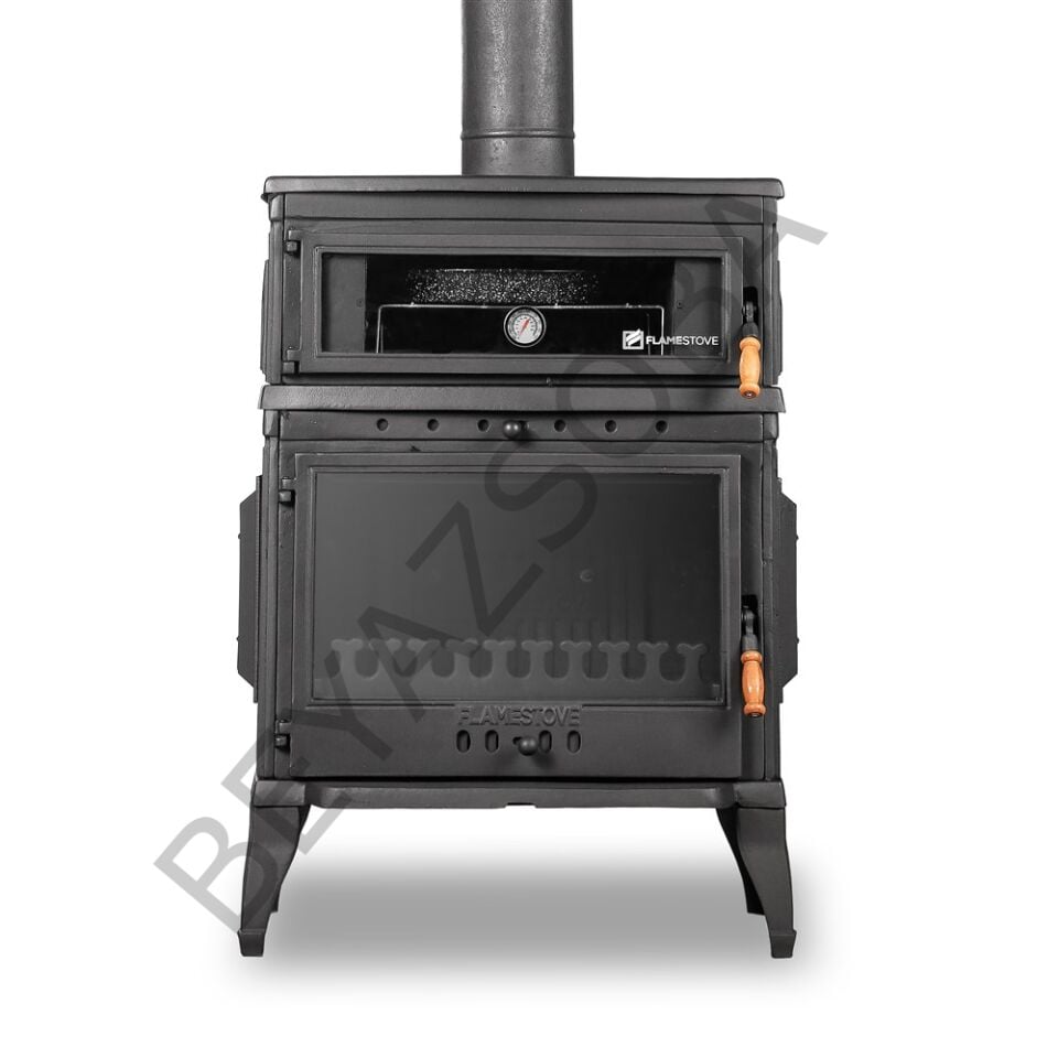 FS-044 Flame Stove Retro Klasik Fırınlı Döküm Soba: Yüksek Verimli Odun Kömür Yakma, Schott Cam