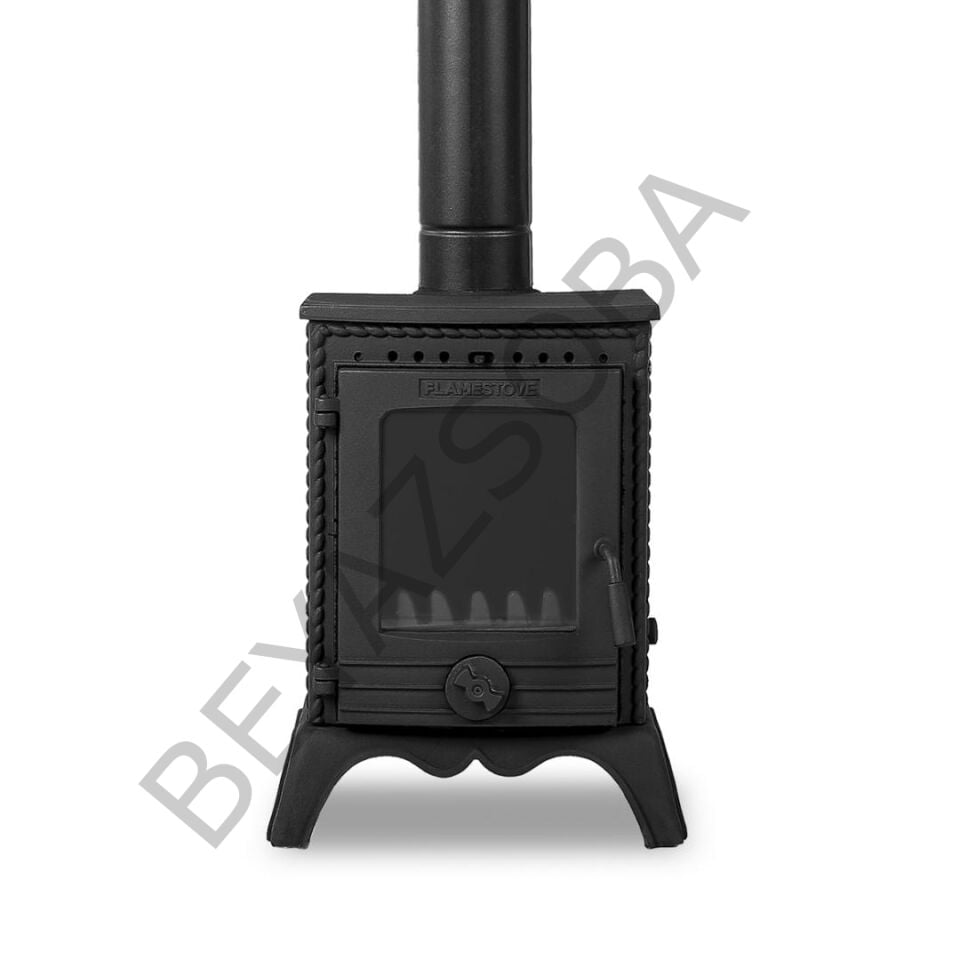 FS-051 Flame Stove Minör Yüksek Verimli Pik Döküm Soba, Schott Robax Camlı, 50 m² Isıtma
