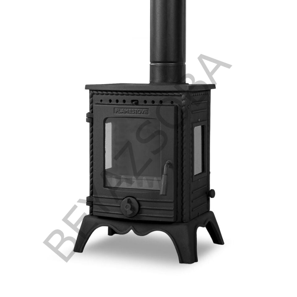 FS-052 Flame Stove Minör Lüx 3 Camlı Döküm Soba: Yüksek Verimli Odun & Kömür Isıtıcı, A Sınıfı
