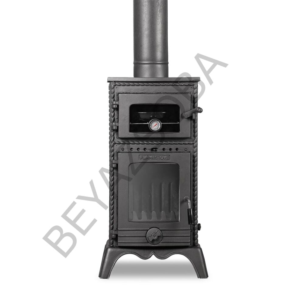FS-054 Flame Stove Major Lux 3 Camlı Pik Döküm Fırınlı Soba: Odun Kömür Isıtıcı
